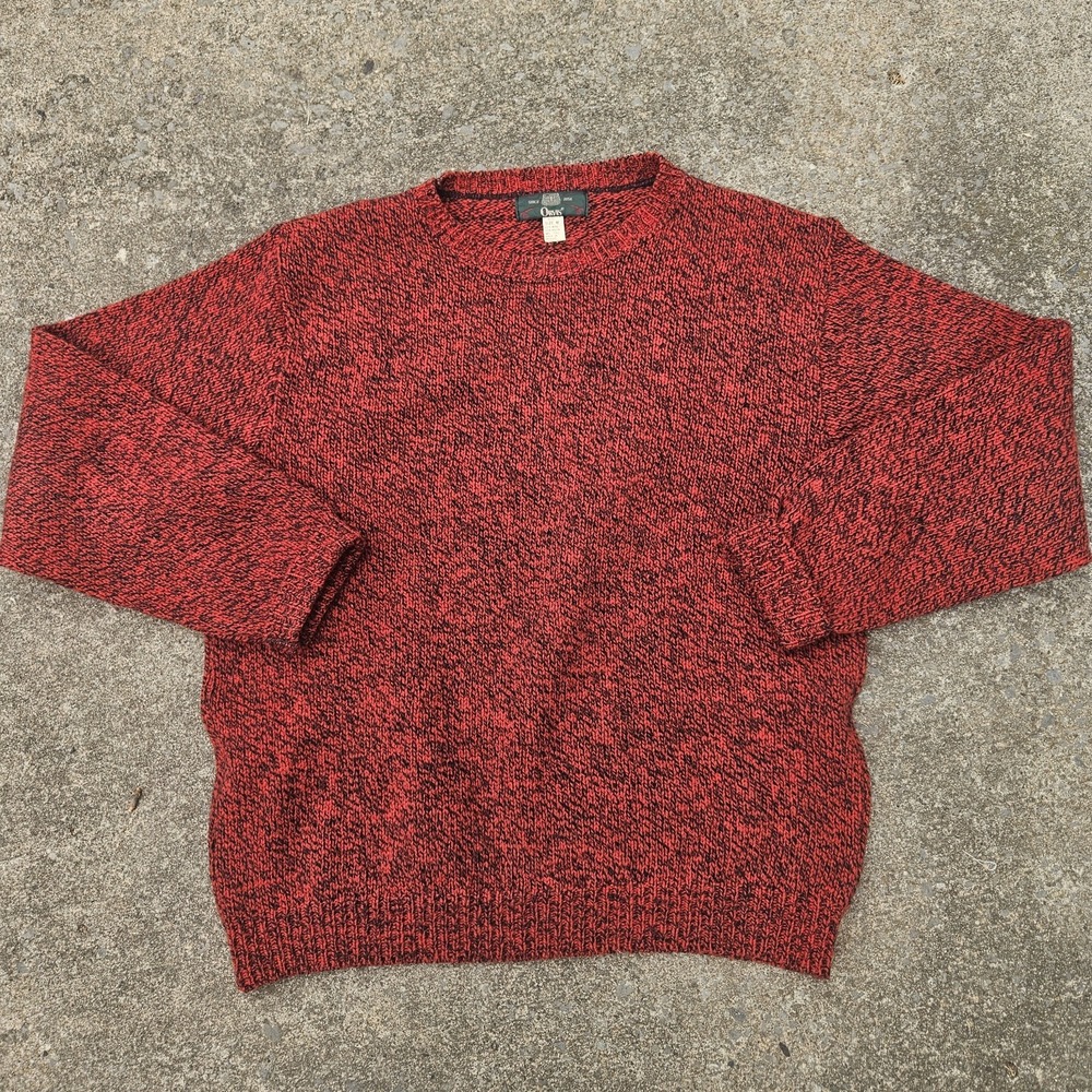 Vintage Orvis Wool Nylon Sweater Men M Crew Neck Textured Knit Fisherman Red